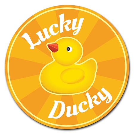 Lucky Ducky Circle Vinyl Laminated Decal